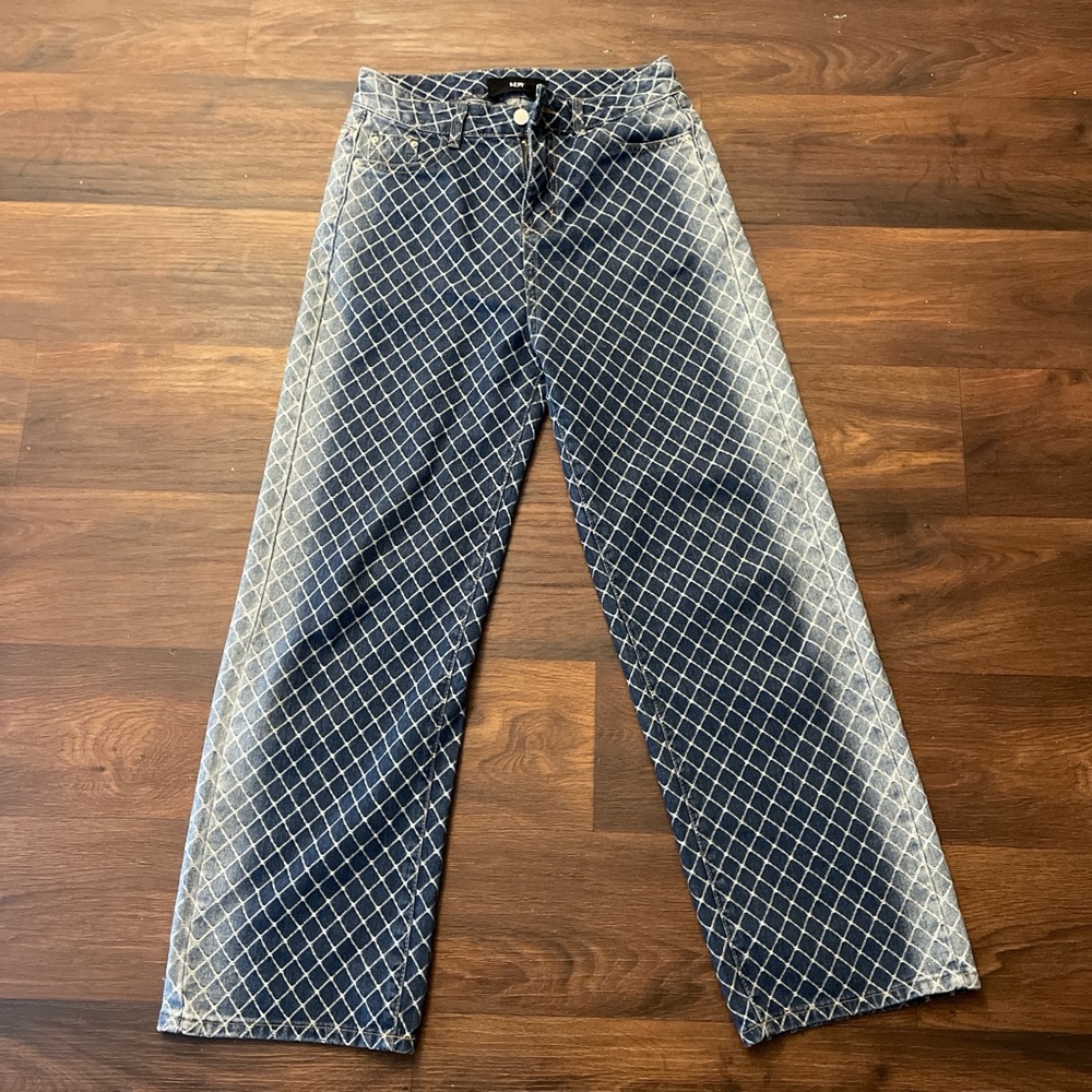 Blue and White Patterned Jeans